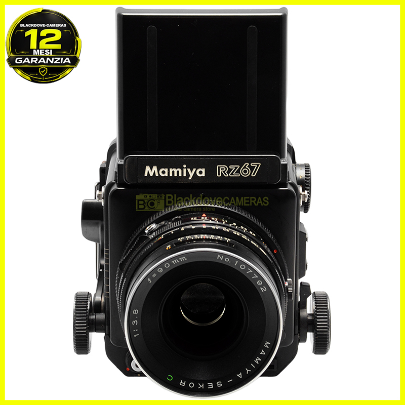 Mamiya RZ67 Professional con Sekor-C 90mm f/3.8, Pozzetto e Magazzino 120 Testata