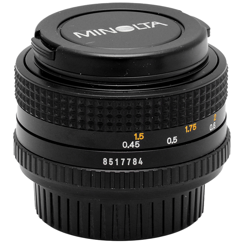 Minolta MD 50mm. f/1.7 obiettivo standard per reflex a pellicola MD MC e SR. 11 Minolta MD 50mm lato B