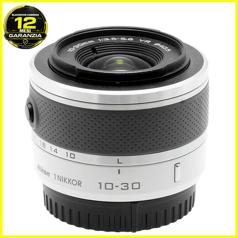 Nikon 1 Nikkor 10-30mm VR White obiettivo bianco vista frontale