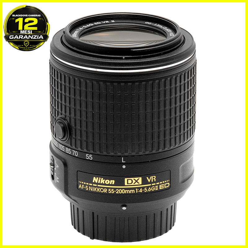 Nikon AF-S Nikkor 55-200mm f/4-5.6 G ED VR II DX Obiettivo Teleobiettivo Zoom 6 Nikon 55-200mm VR II vista frontale