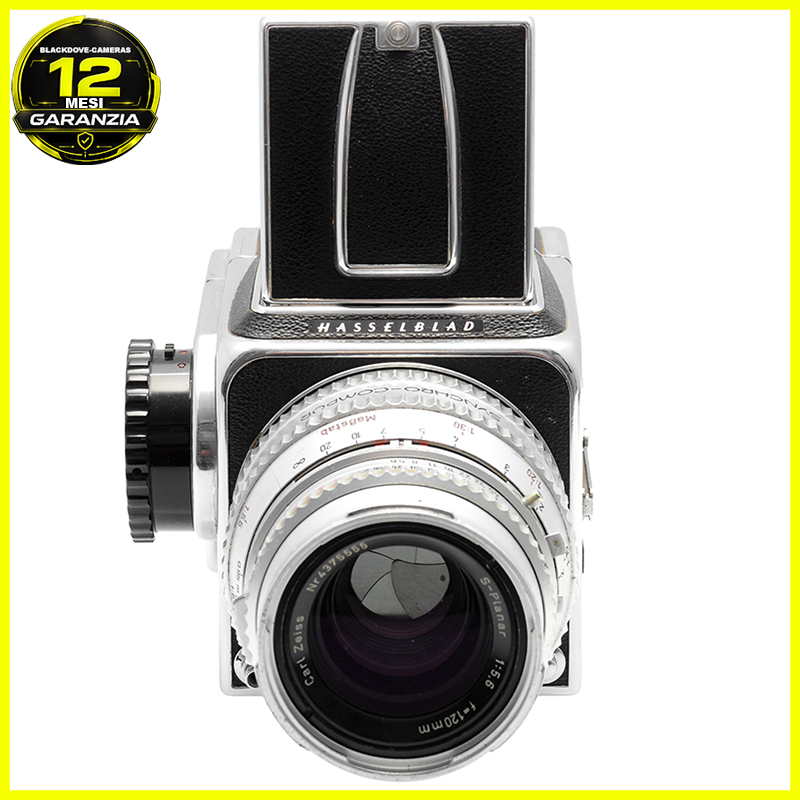 Hasselblad 500 C/M con Zeiss 120mm vista frontale