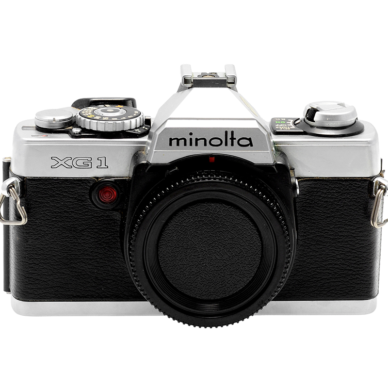 Minolta XG‑1 silver Fotocamera reflex 35mm analogica con otturatore elettronico 9 Minolta XG-1 dettaglio 1